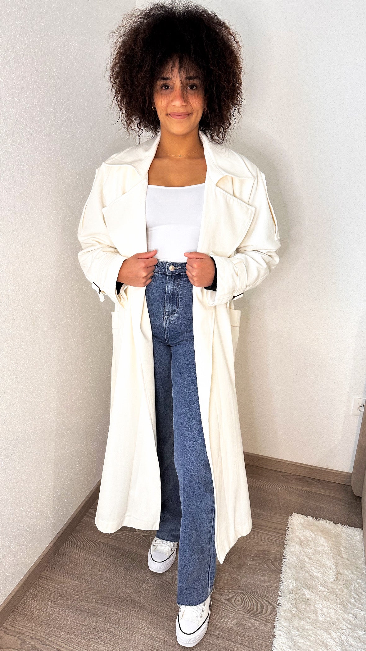 Trench blanc en coton