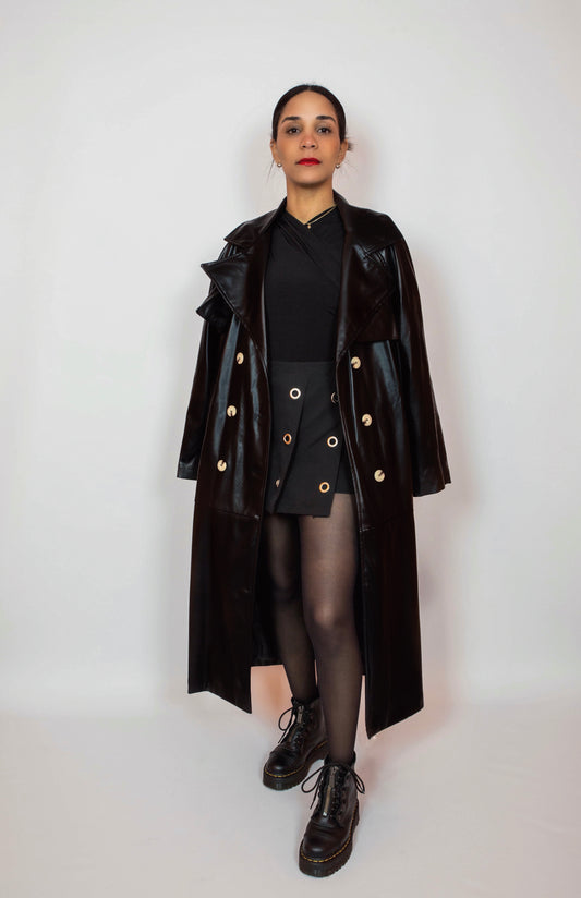 Trench noir en similicuir