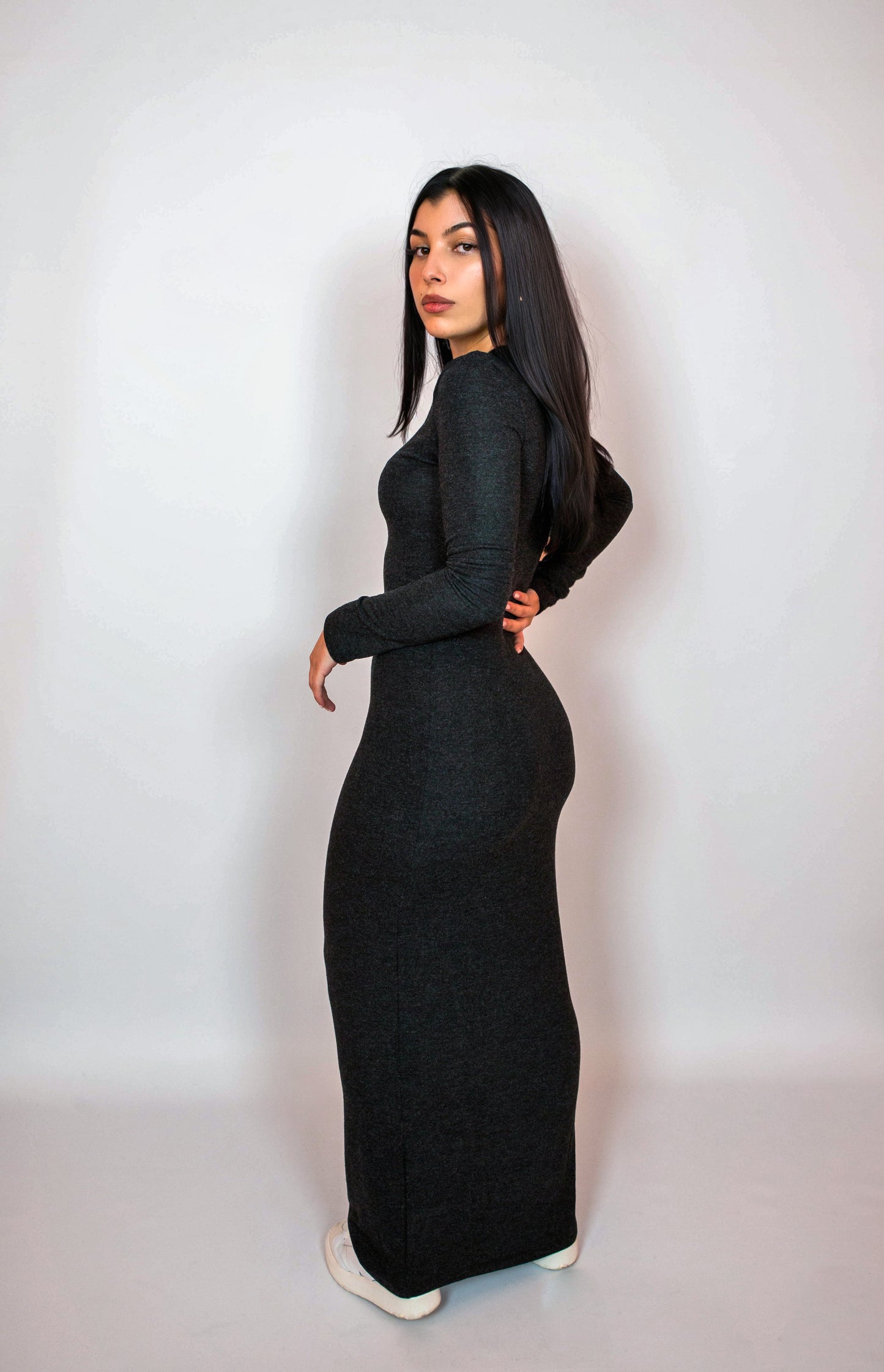 Robe longue grise