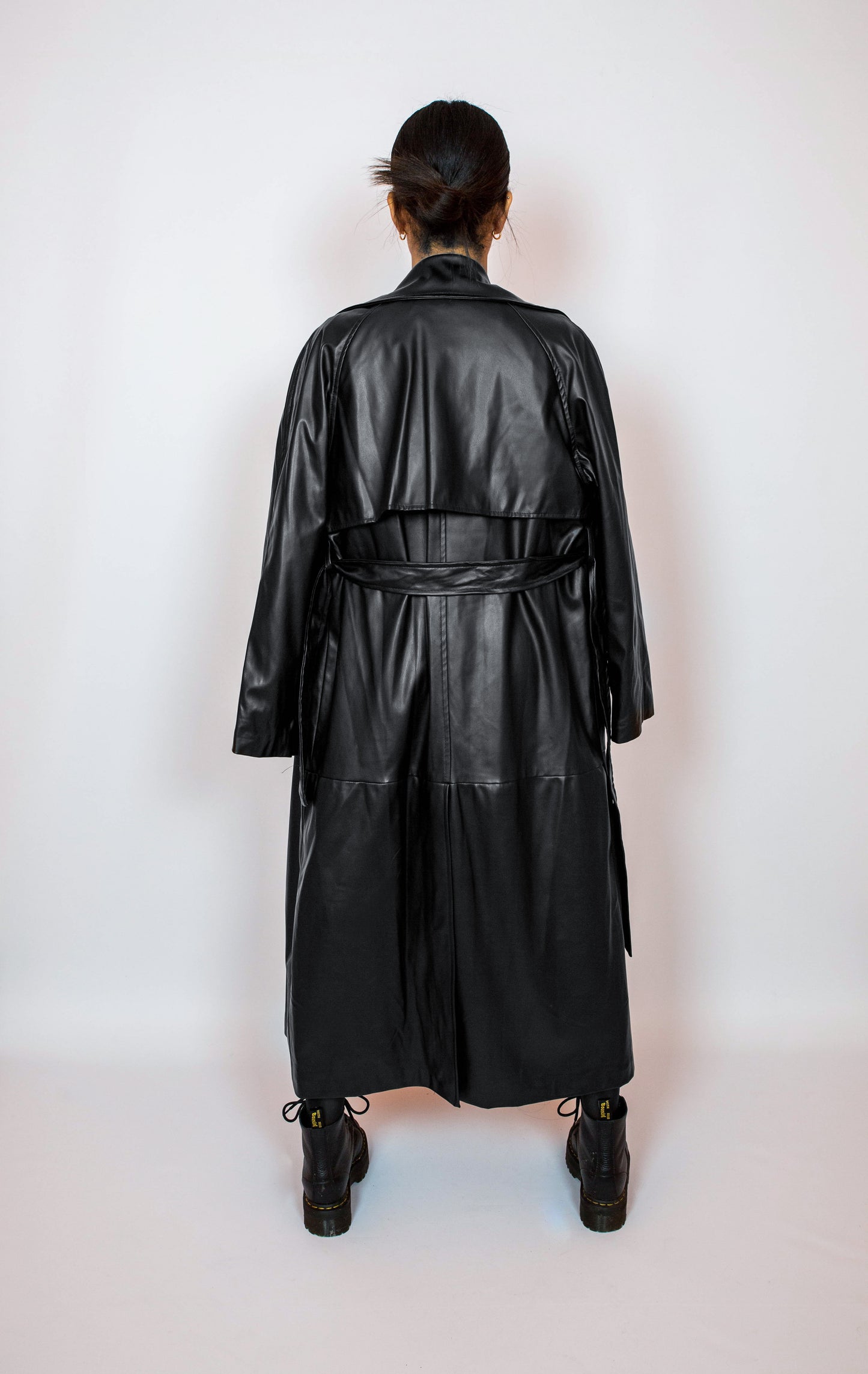 Trench noir en similicuir